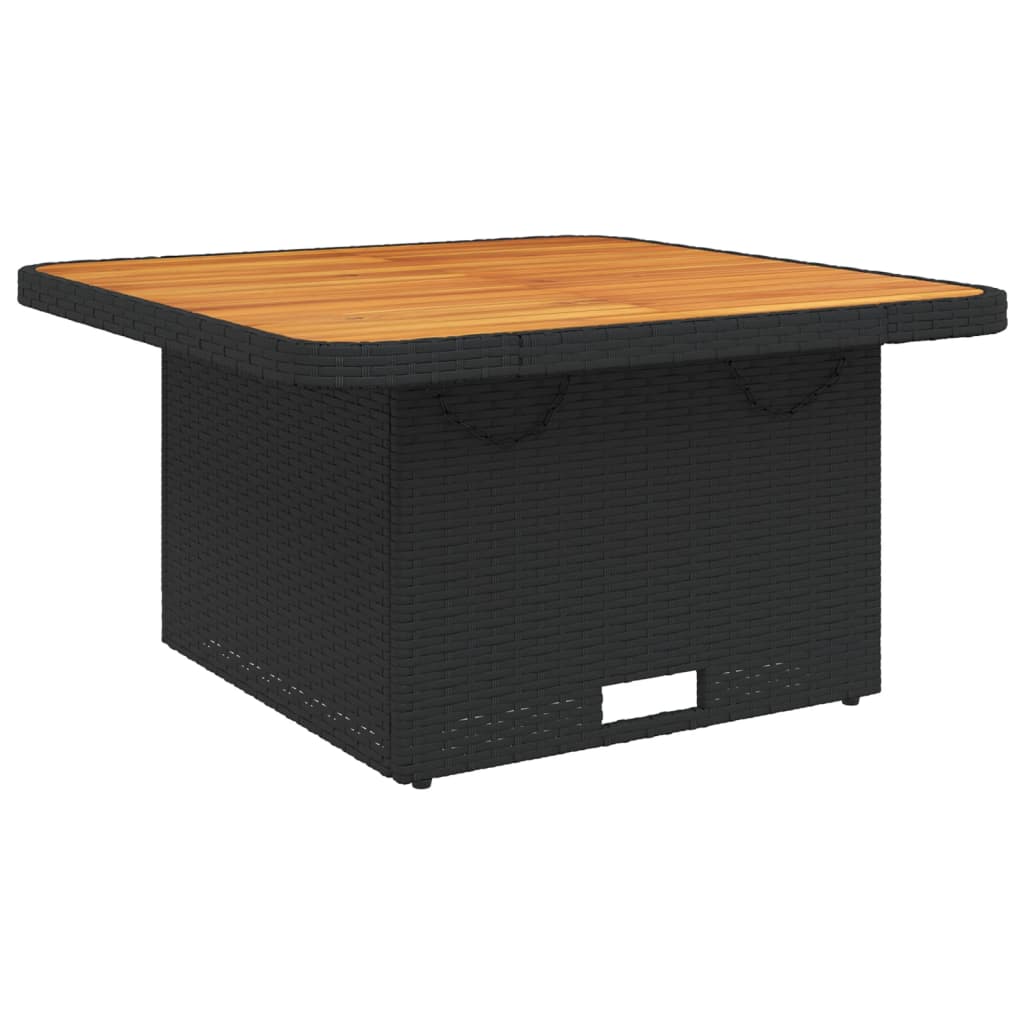 Tuintafel 80x80x71 cm poly rattan en acaciahout zwart is nu te koop bij PeponiXL, paradijselijk wonen!