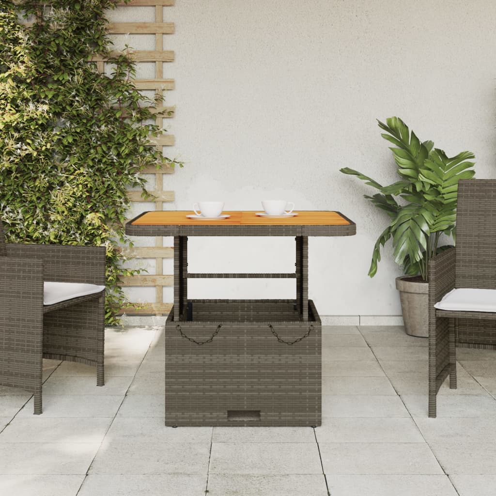 Tuintafel 80x80x71 cm poly rattan en acaciahout grijs is nu te koop bij PeponiXL, paradijselijk wonen!