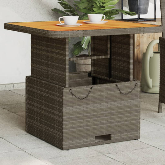 Tuintafel 80x80x71 cm poly rattan en acaciahout grijs is nu te koop bij PeponiXL, paradijselijk wonen!