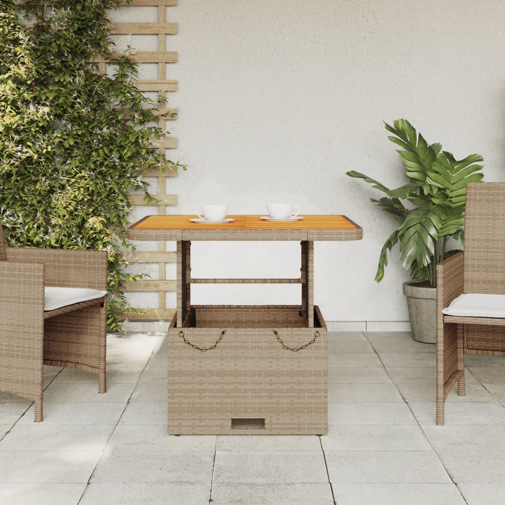 Tuintafel 80x80x71 cm poly rattan en acaciahout beige