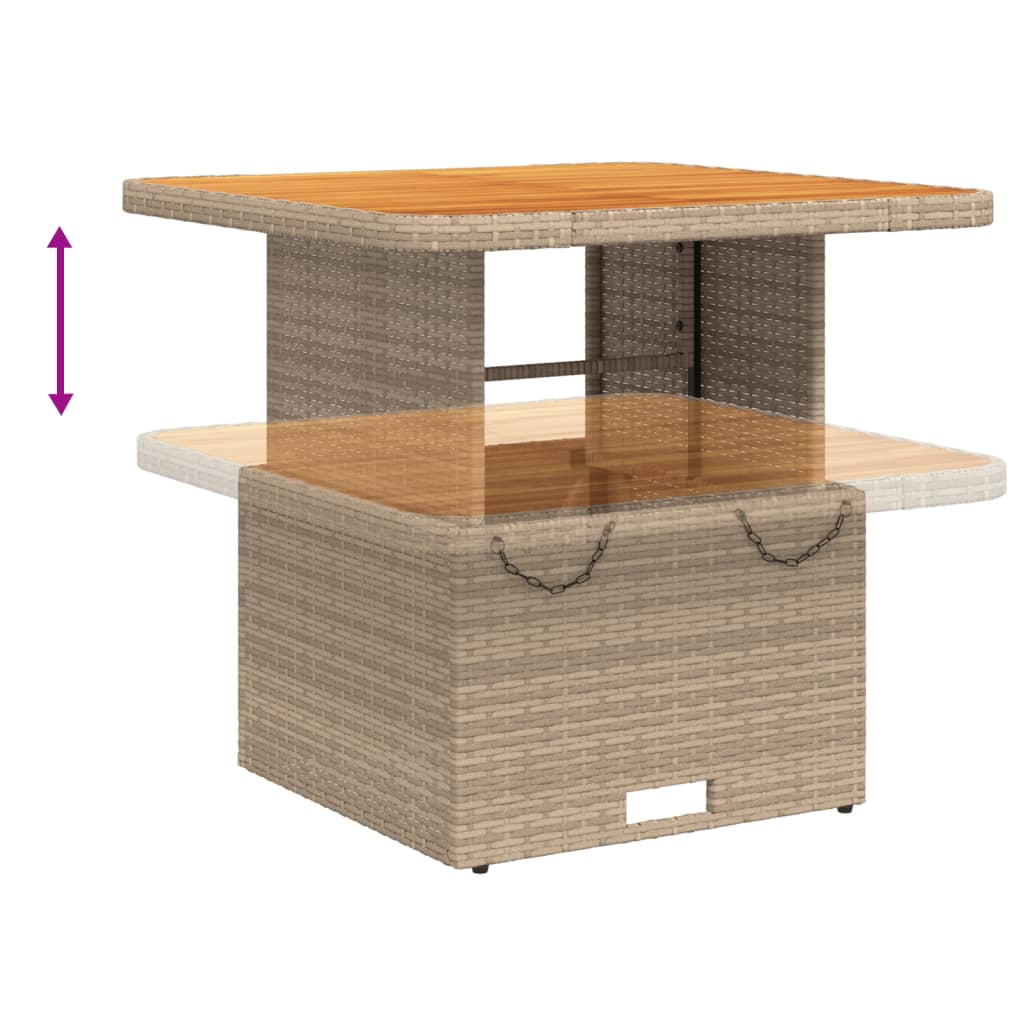 Tuintafel 80x80x71 cm poly rattan en acaciahout beige