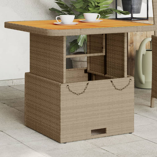 Tuintafel 80x80x71 cm poly rattan en acaciahout beige is nu te koop bij PeponiXL, paradijselijk wonen!