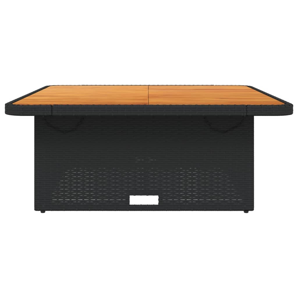 Tuintafel 110x110x71 cm poly rattan en massief acaciahout zwart is nu te koop bij PeponiXL, paradijselijk wonen!