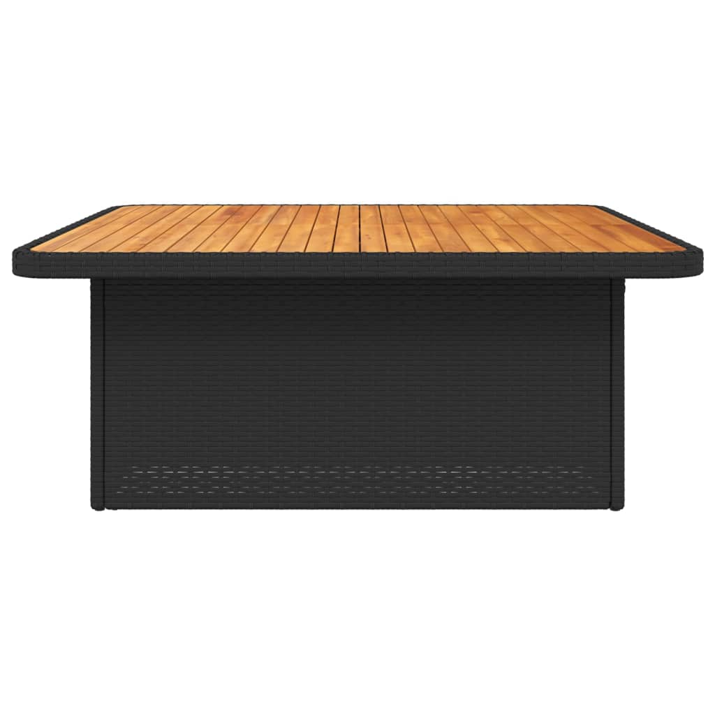 Tuintafel 110x110x71 cm poly rattan en massief acaciahout zwart is nu te koop bij PeponiXL, paradijselijk wonen!