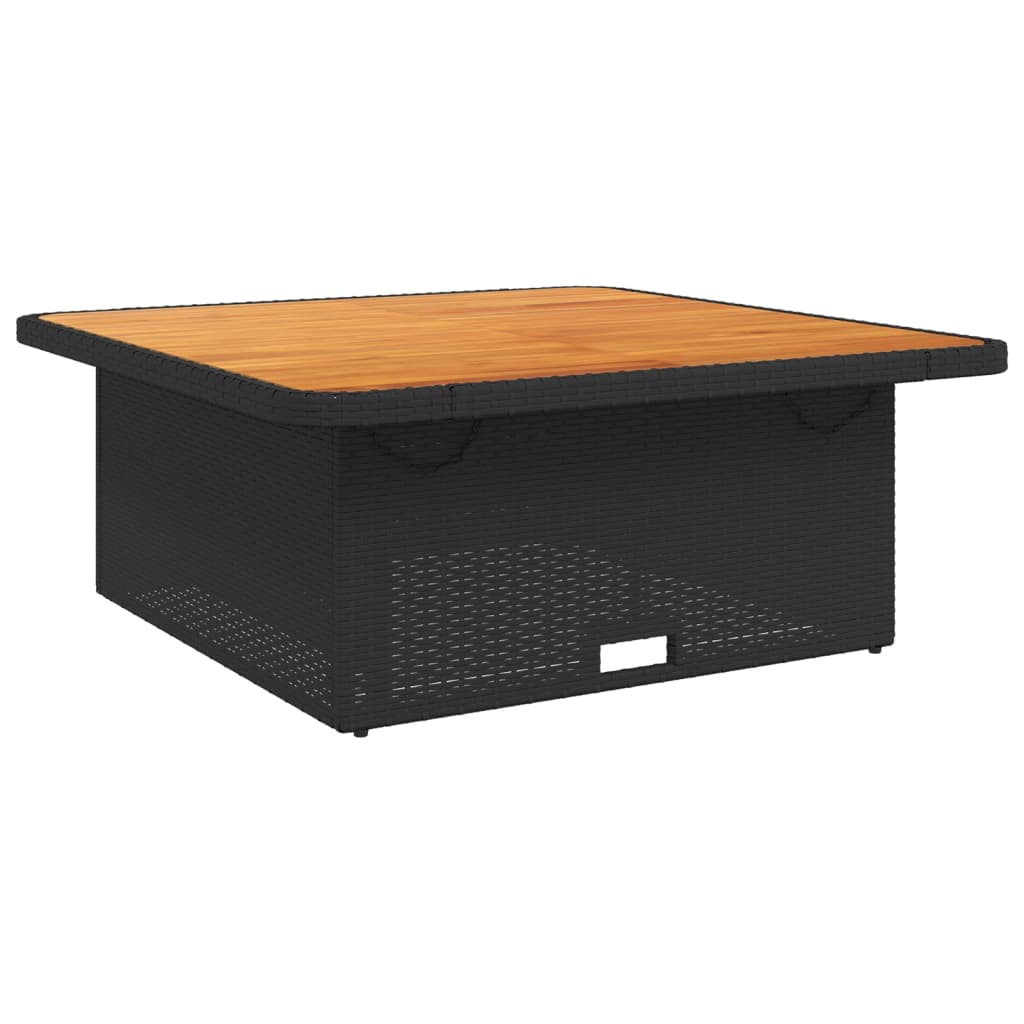 Tuintafel 110x110x71 cm poly rattan en massief acaciahout zwart is nu te koop bij PeponiXL, paradijselijk wonen!