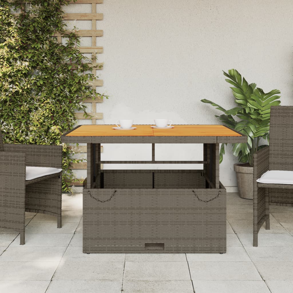 Tuintafel 110x110x71 cm poly rattan en acaciahout grijs is nu te koop bij PeponiXL, paradijselijk wonen!
