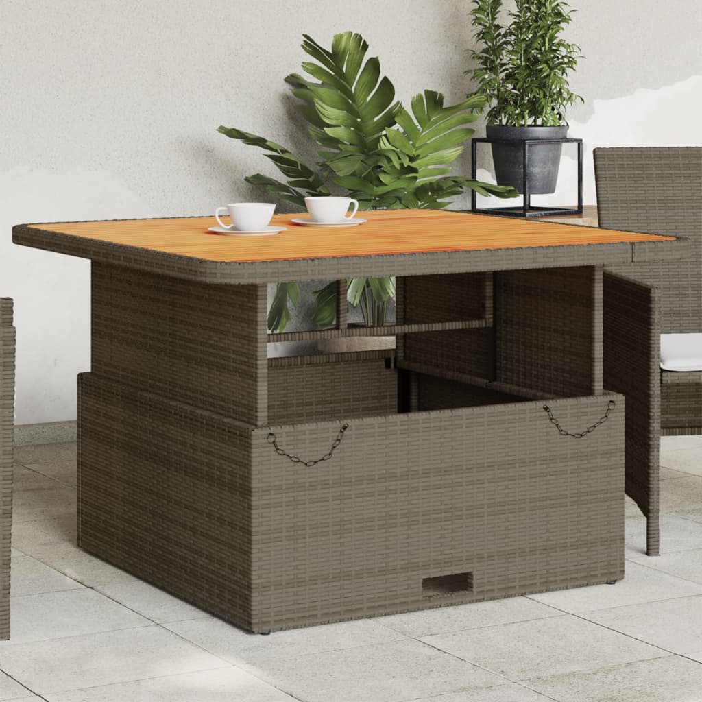 Tuintafel 110x110x71 cm poly rattan en acaciahout grijs is nu te koop bij PeponiXL, paradijselijk wonen!