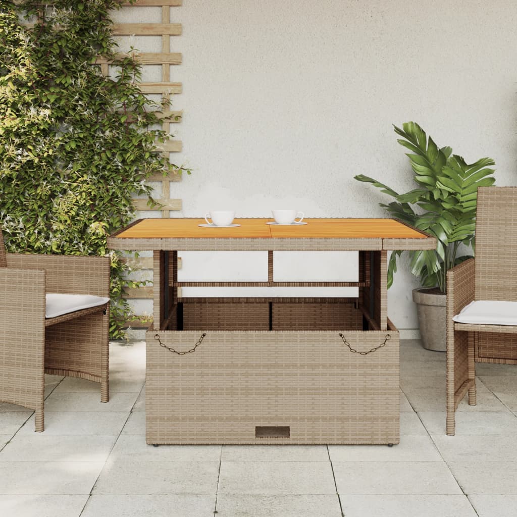 Tuintafel 110x110x71 cm poly rattan en acaciahout beige is nu te koop bij PeponiXL, paradijselijk wonen!