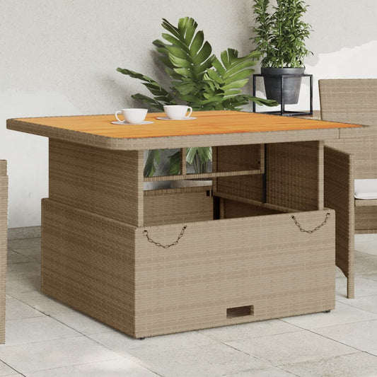 Tuintafel 110x110x71 cm poly rattan en acaciahout beige is nu te koop bij PeponiXL, paradijselijk wonen!