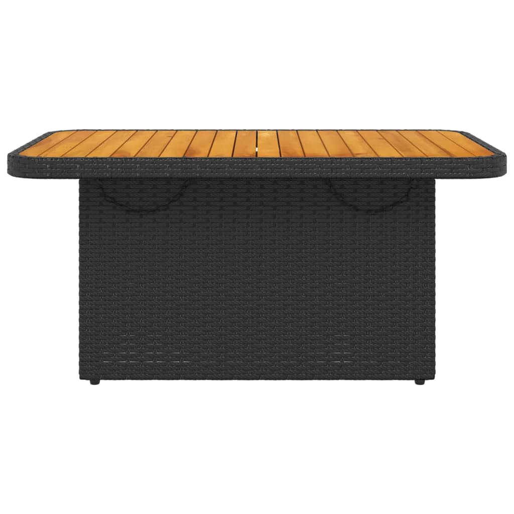 Tuintafel 90x55x71 cm poly rattan en massief acaciahout zwart is nu te koop bij PeponiXL, paradijselijk wonen!