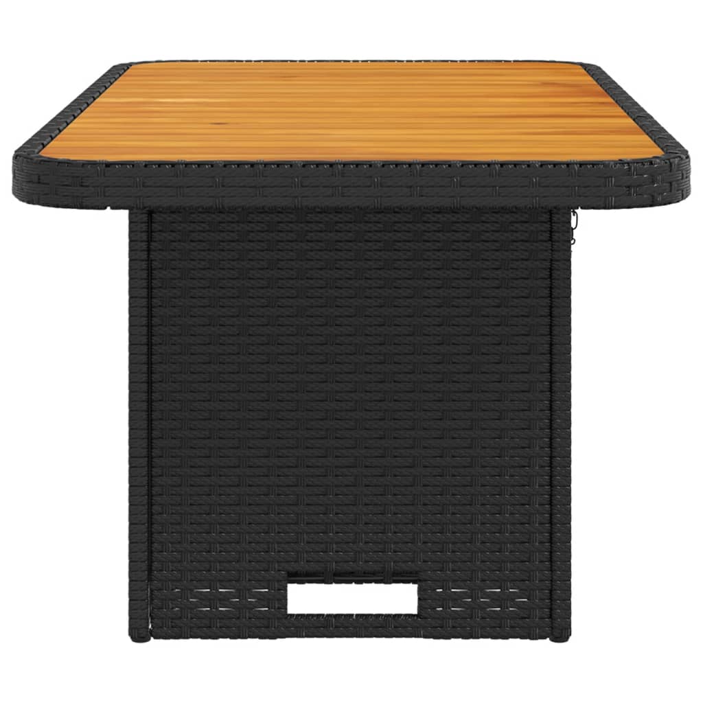 Tuintafel 90x55x71 cm poly rattan en massief acaciahout zwart is nu te koop bij PeponiXL, paradijselijk wonen!