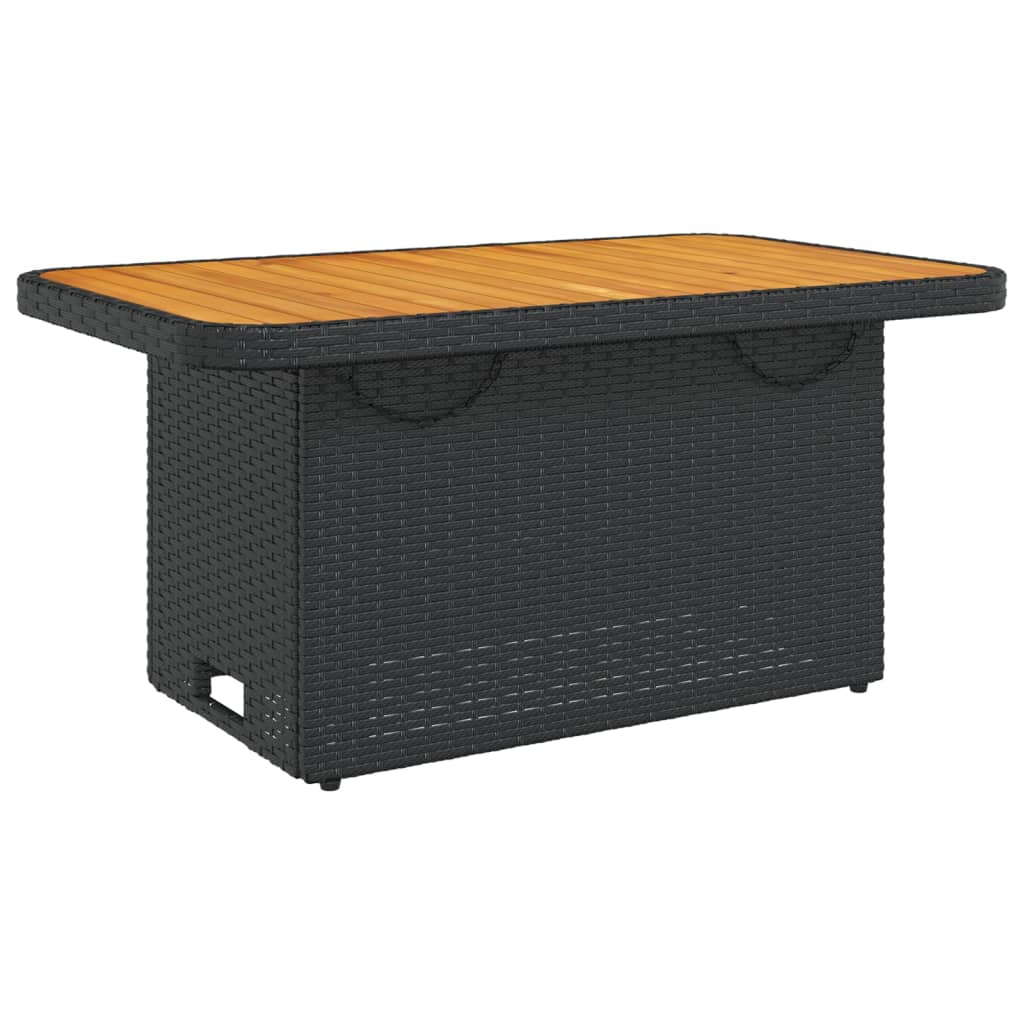 Tuintafel 90x55x71 cm poly rattan en massief acaciahout zwart is nu te koop bij PeponiXL, paradijselijk wonen!