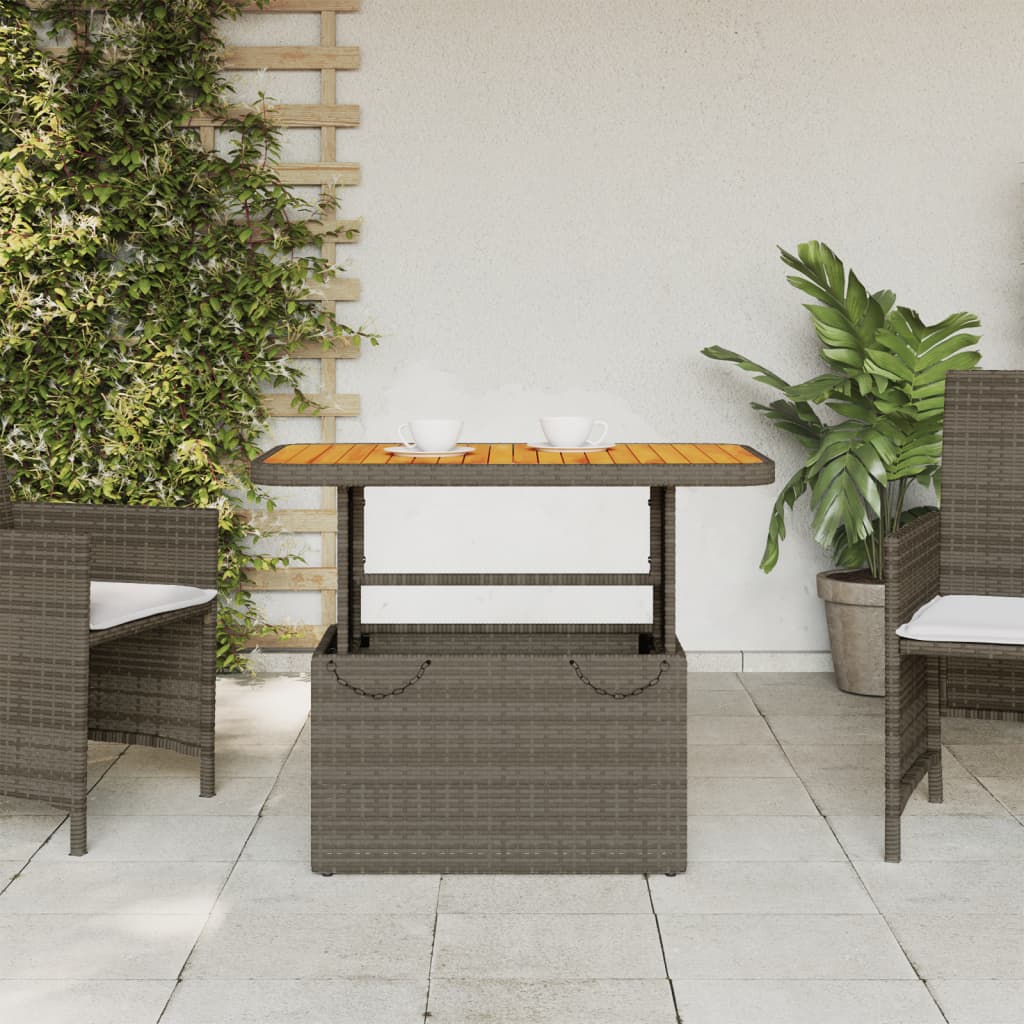 Tuintafel 90x55x71 cm poly rattan en acaciahout grijs is nu te koop bij PeponiXL, paradijselijk wonen!