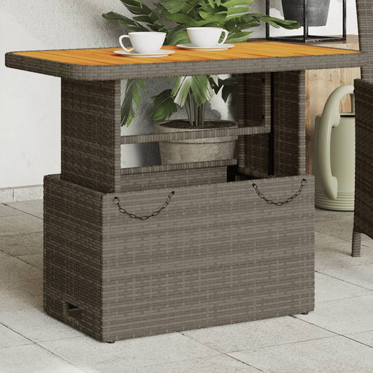 Tuintafel 90x55x71 cm poly rattan en acaciahout grijs is nu te koop bij PeponiXL, paradijselijk wonen!