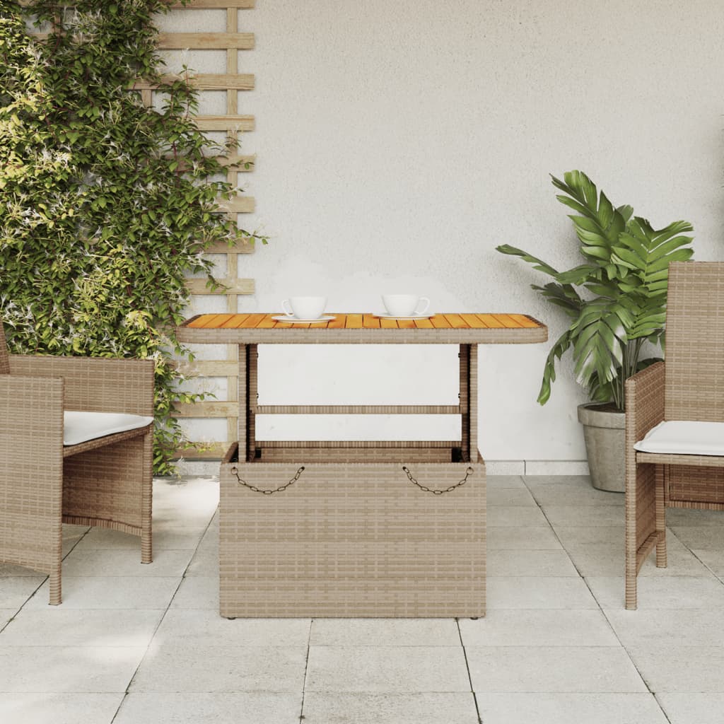 Tuintafel 90x55x71 cm poly rattan en acaciahout beige is nu te koop bij PeponiXL, paradijselijk wonen!