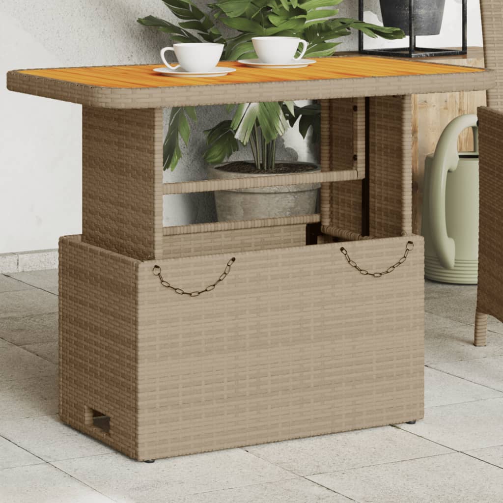 Tuintafel 90x55x71 cm poly rattan en acaciahout beige is nu te koop bij PeponiXL, paradijselijk wonen!