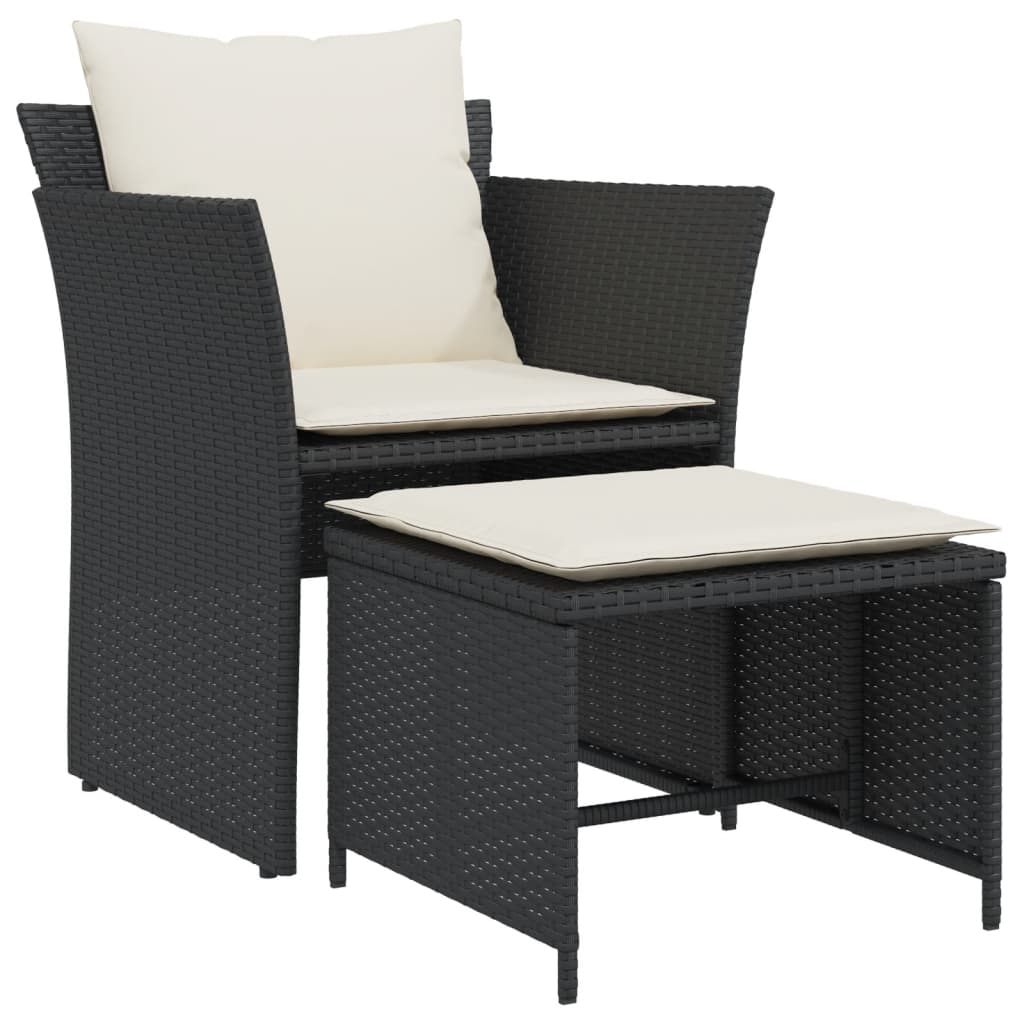 Tuinstoel met voetenbank poly rattan zwart is nu te koop bij PeponiXL, paradijselijk wonen!
