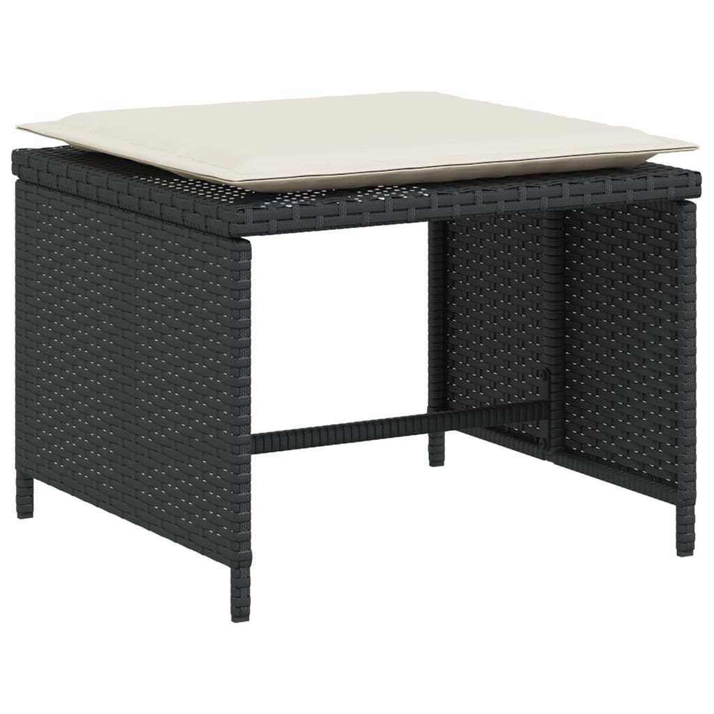 Tuinstoel met voetenbank poly rattan zwart is nu te koop bij PeponiXL, paradijselijk wonen!