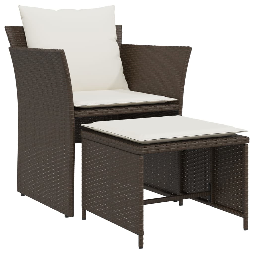 Tuinstoel met voetenbank poly rattan bruin is nu te koop bij PeponiXL, paradijselijk wonen!