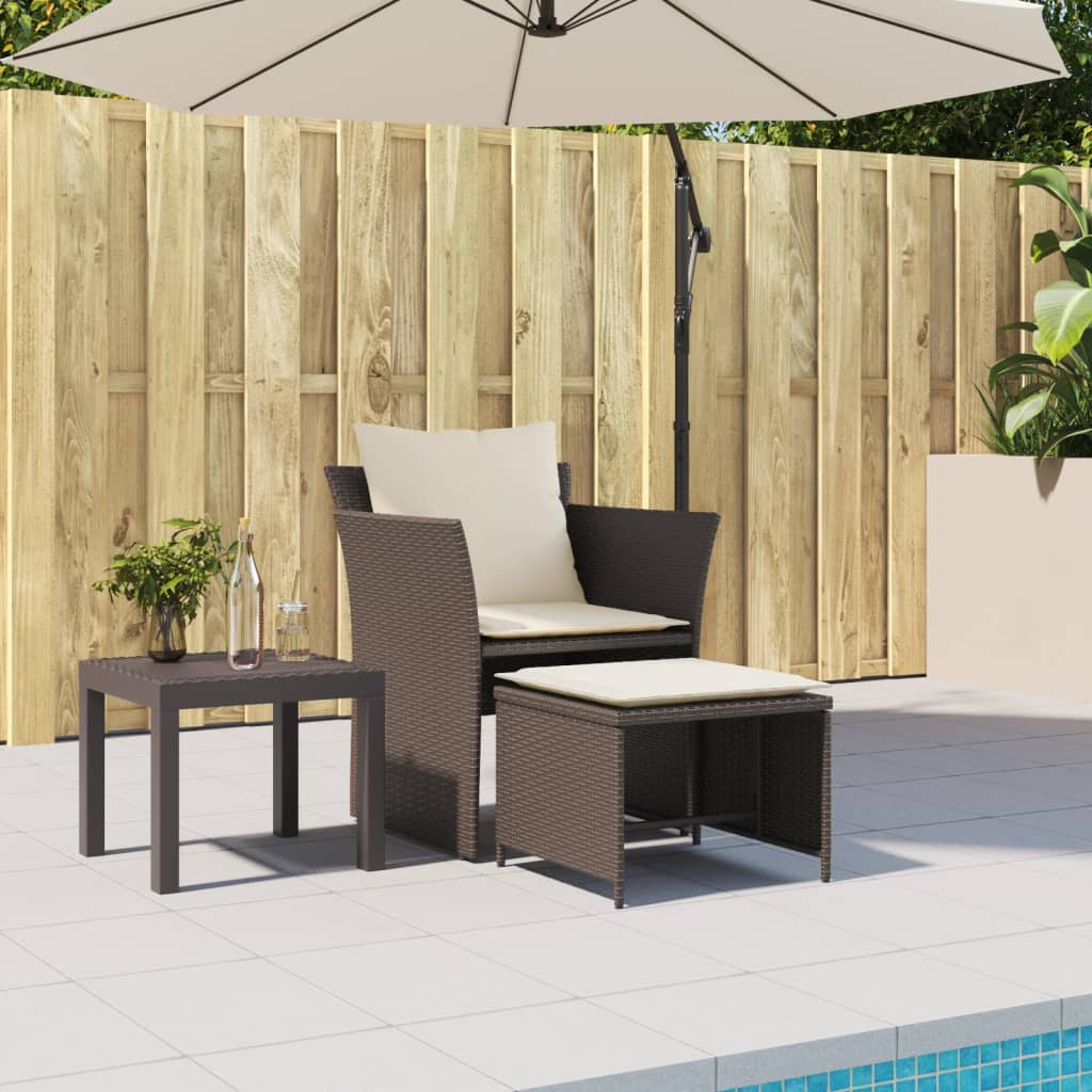 Tuinstoel met voetenbank poly rattan bruin is nu te koop bij PeponiXL, paradijselijk wonen!
