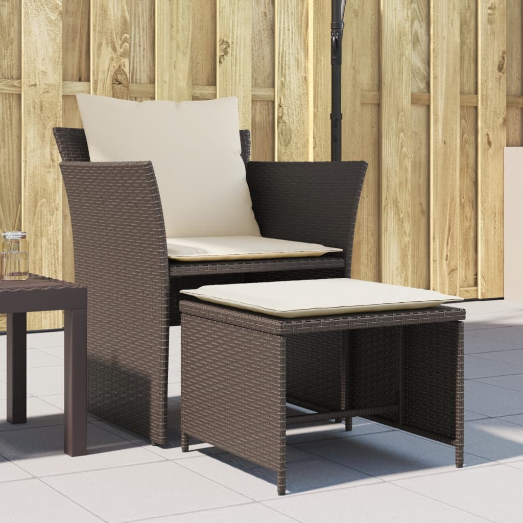 Tuinstoel met voetenbank poly rattan bruin is nu te koop bij PeponiXL, paradijselijk wonen!