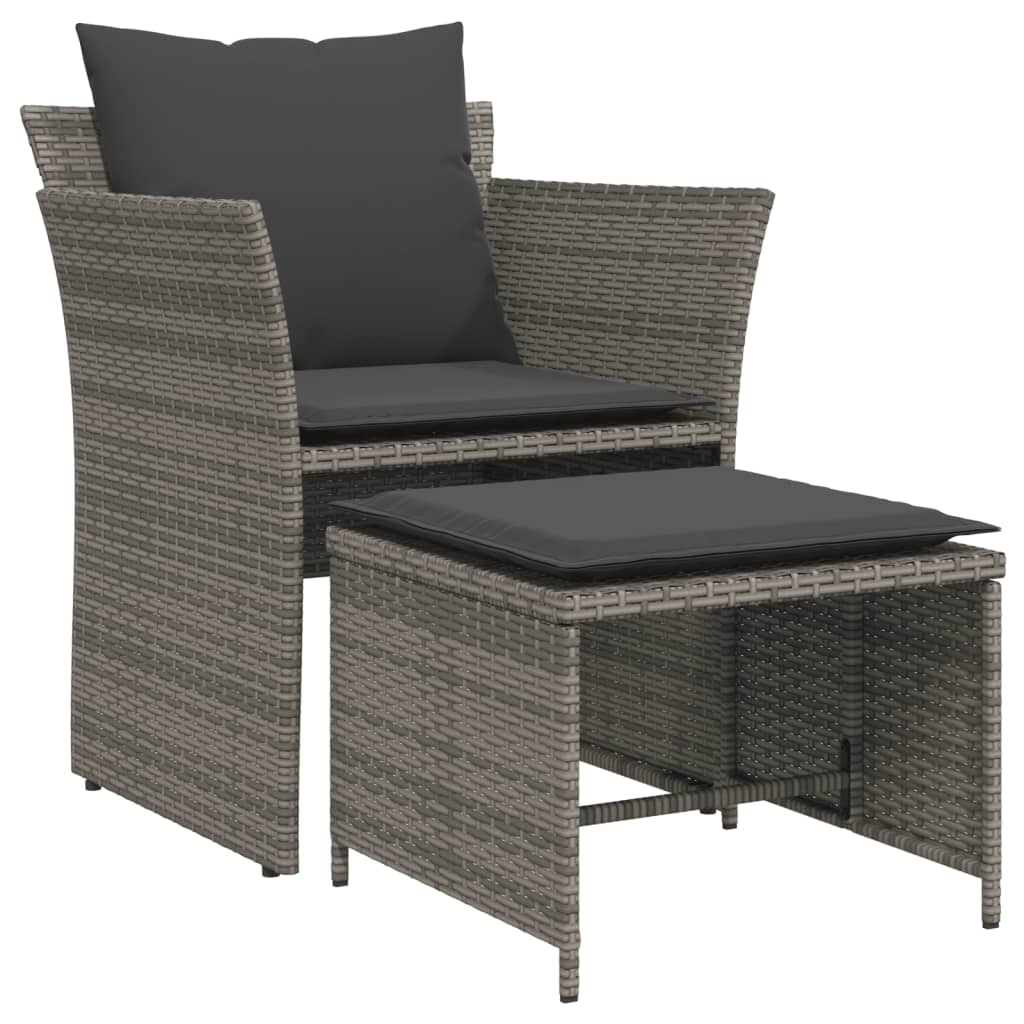 Tuinstoel met voetenbank poly rattan grijs is nu te koop bij PeponiXL, paradijselijk wonen!