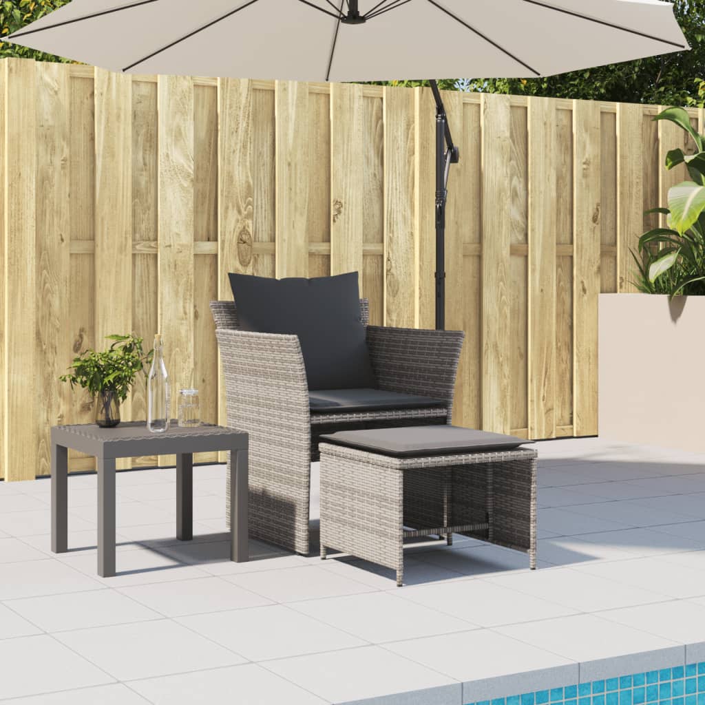 Tuinstoel met voetenbank poly rattan grijs is nu te koop bij PeponiXL, paradijselijk wonen!