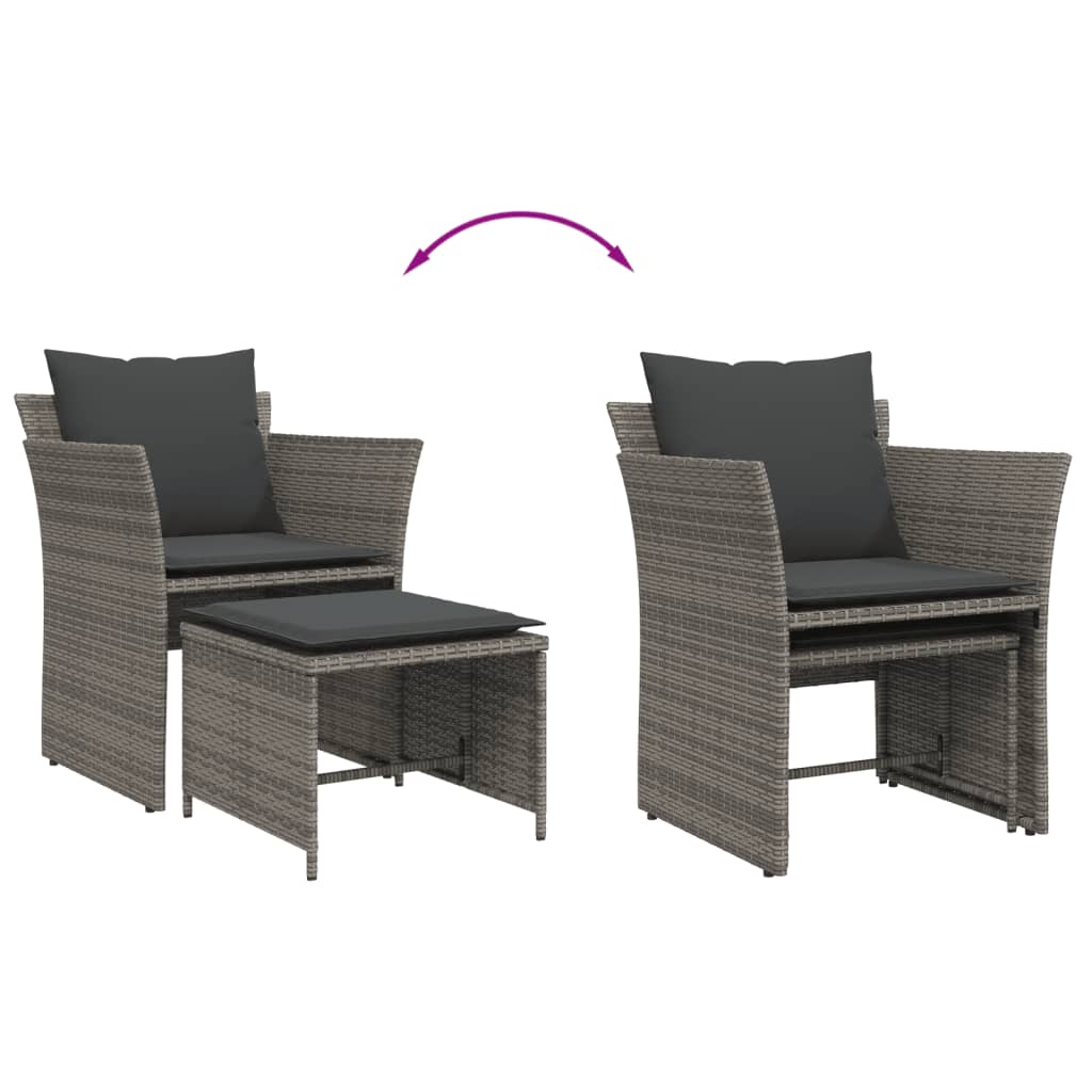 Tuinstoel met voetenbank poly rattan grijs is nu te koop bij PeponiXL, paradijselijk wonen!