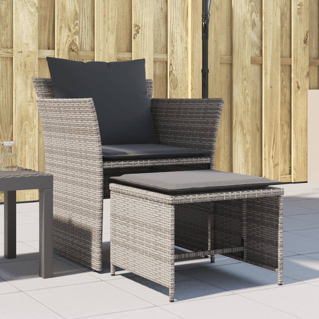 Tuinstoel met voetenbank poly rattan grijs is nu te koop bij PeponiXL, paradijselijk wonen!