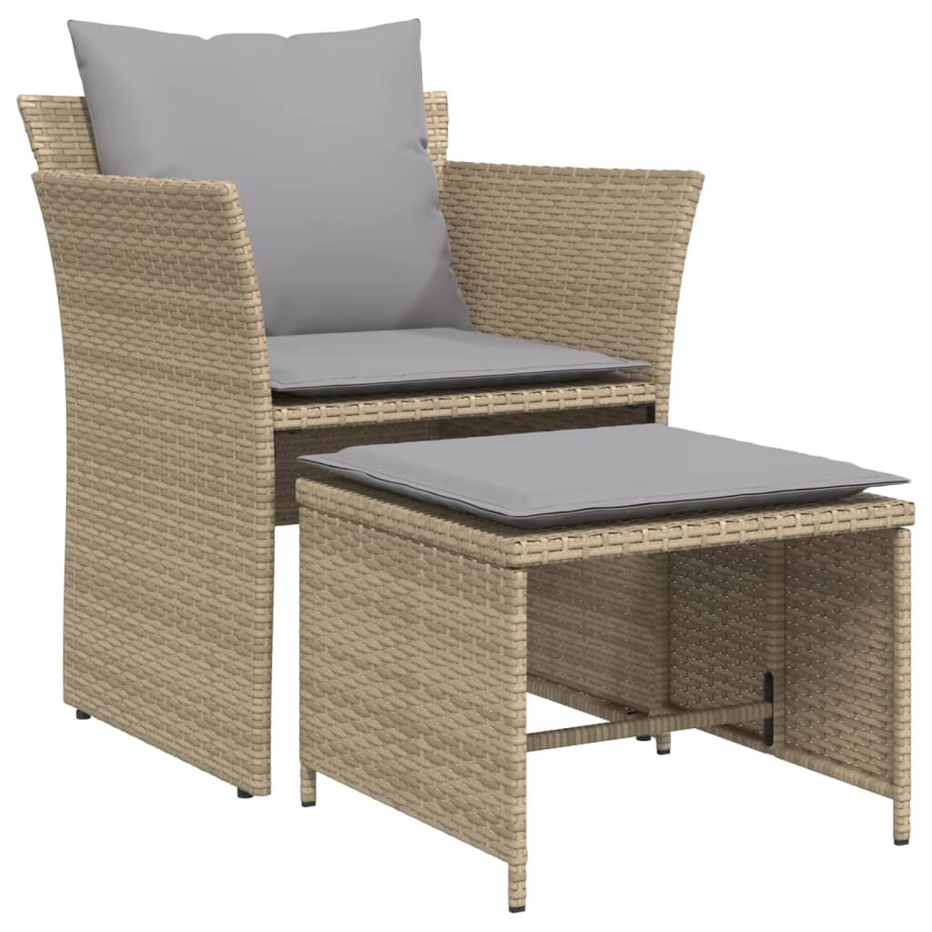 Tuinstoel met voetenbank poly rattan beige is nu te koop bij PeponiXL, paradijselijk wonen!
