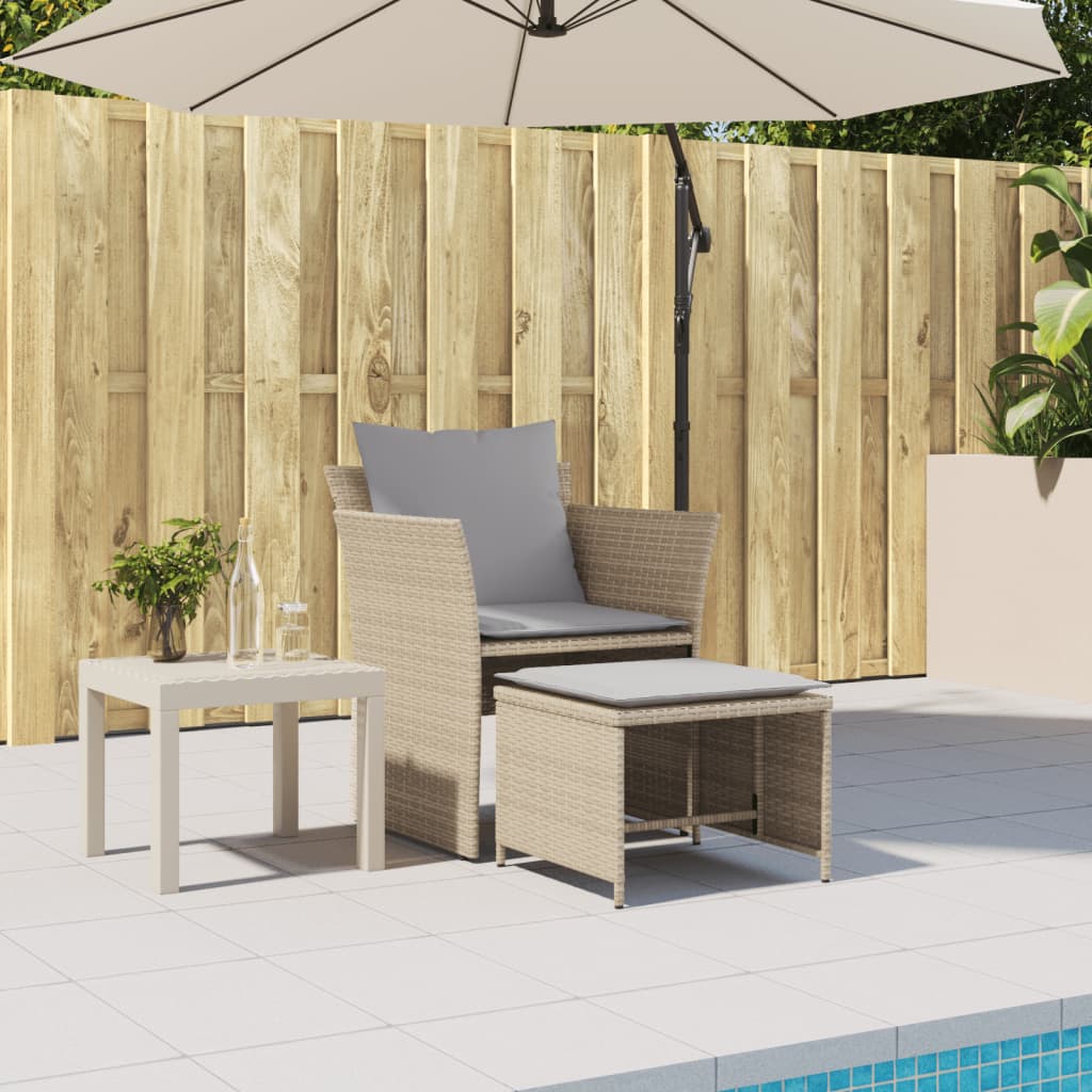 Tuinstoel met voetenbank poly rattan beige is nu te koop bij PeponiXL, paradijselijk wonen!