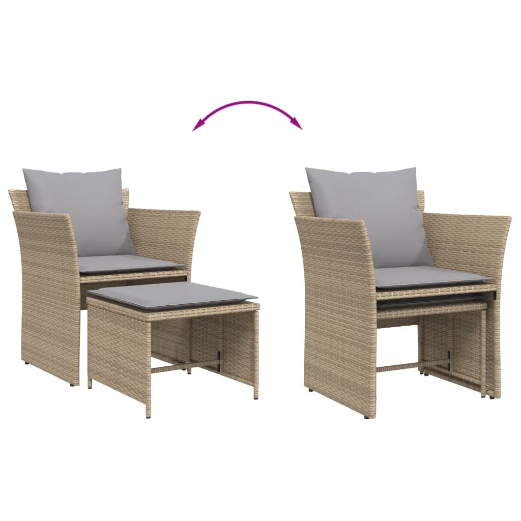 Tuinstoel met voetenbank poly rattan beige is nu te koop bij PeponiXL, paradijselijk wonen!