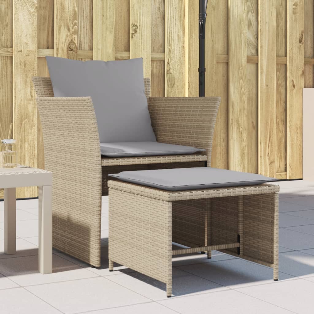 Tuinstoel met voetenbank poly rattan beige is nu te koop bij PeponiXL, paradijselijk wonen!
