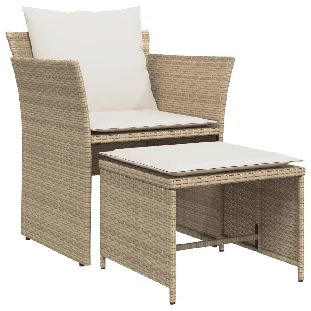 Tuinstoel met voetenbank poly rattan beige is nu te koop bij PeponiXL, paradijselijk wonen!