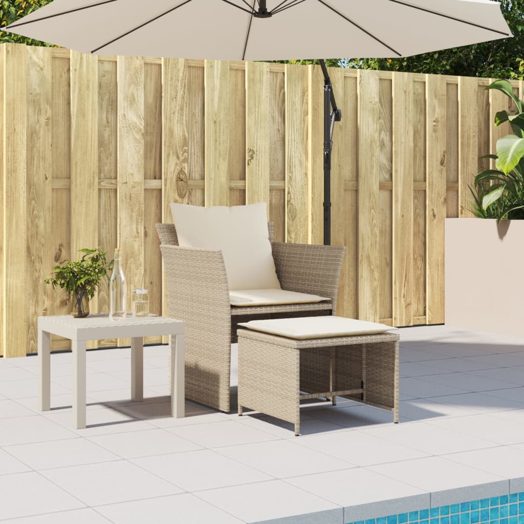 Tuinstoel met voetenbank poly rattan beige is nu te koop bij PeponiXL, paradijselijk wonen!