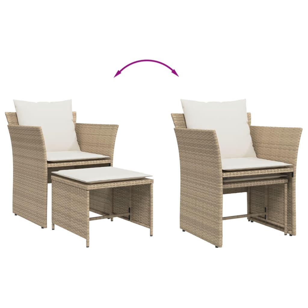 Tuinstoel met voetenbank poly rattan beige is nu te koop bij PeponiXL, paradijselijk wonen!