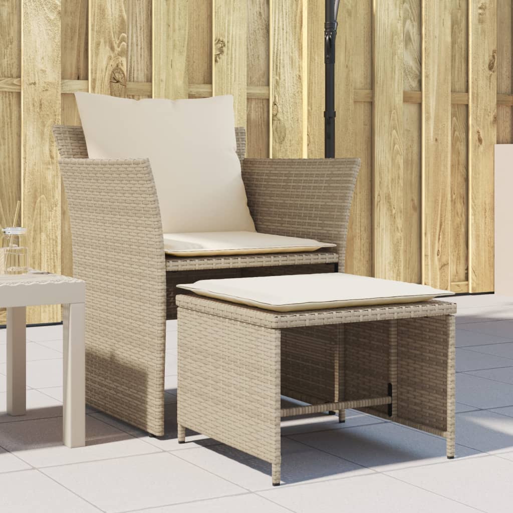 Tuinstoel met voetenbank poly rattan beige is nu te koop bij PeponiXL, paradijselijk wonen!