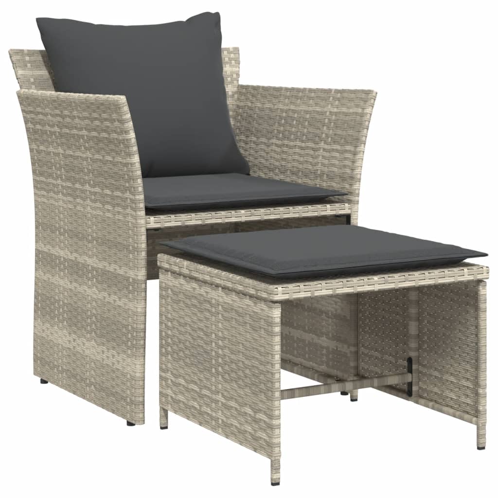 Tuinstoel met voetenbank poly rattan lichtgrijs is nu te koop bij PeponiXL, paradijselijk wonen!