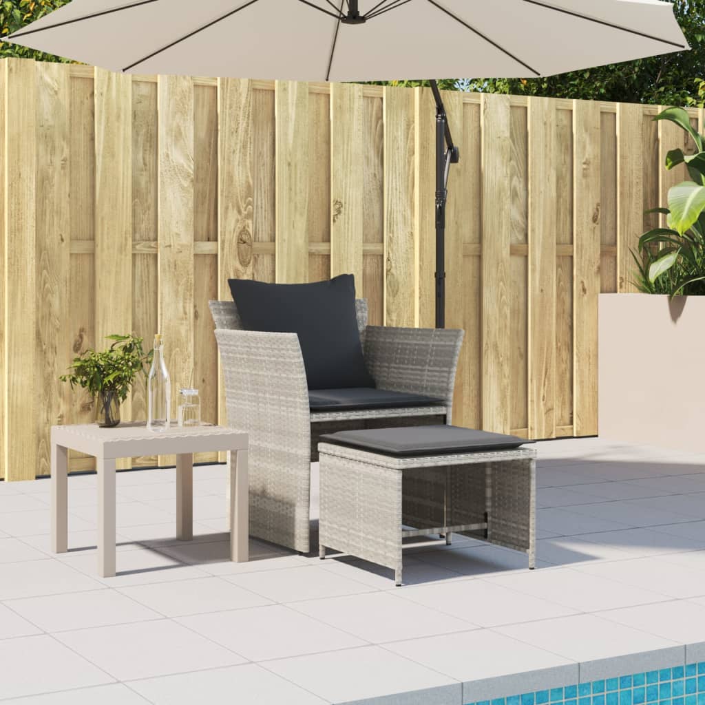 Tuinstoel met voetenbank poly rattan lichtgrijs is nu te koop bij PeponiXL, paradijselijk wonen!