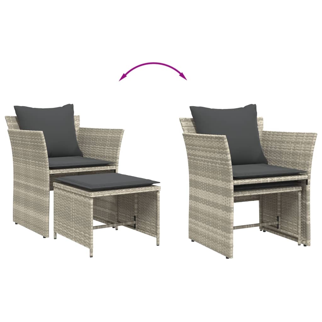 Tuinstoel met voetenbank poly rattan lichtgrijs is nu te koop bij PeponiXL, paradijselijk wonen!