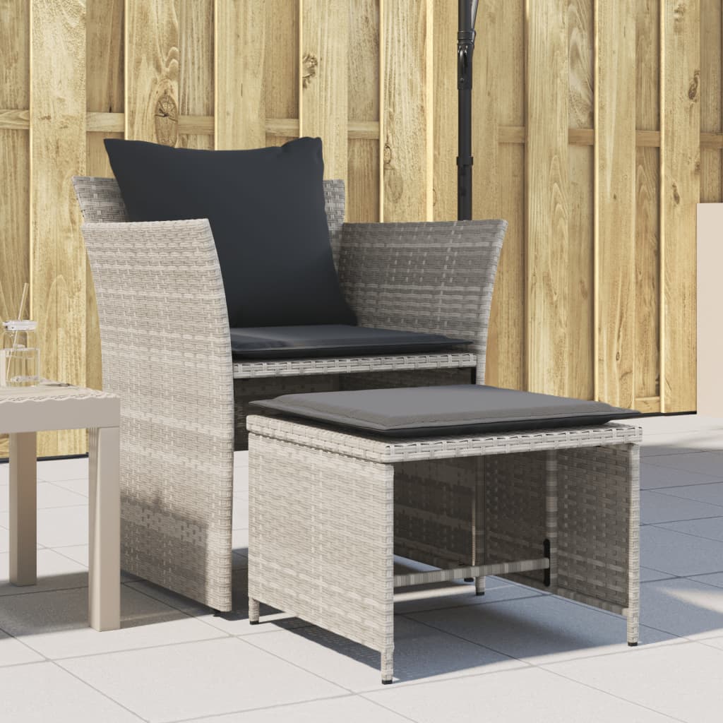 Tuinstoel met voetenbank poly rattan lichtgrijs is nu te koop bij PeponiXL, paradijselijk wonen!