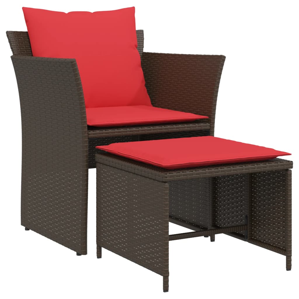 Tuinstoel met voetenbank poly rattan bruin is nu te koop bij PeponiXL, paradijselijk wonen!
