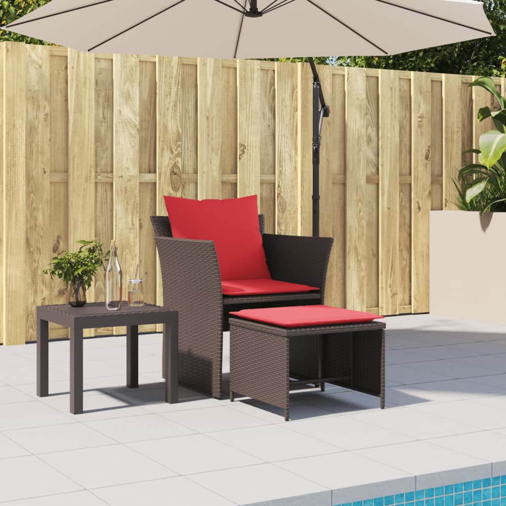 Tuinstoel met voetenbank poly rattan bruin is nu te koop bij PeponiXL, paradijselijk wonen!