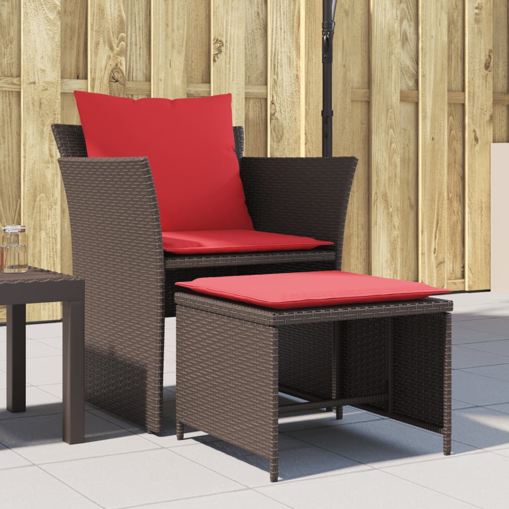 Tuinstoel met voetenbank poly rattan bruin is nu te koop bij PeponiXL, paradijselijk wonen!