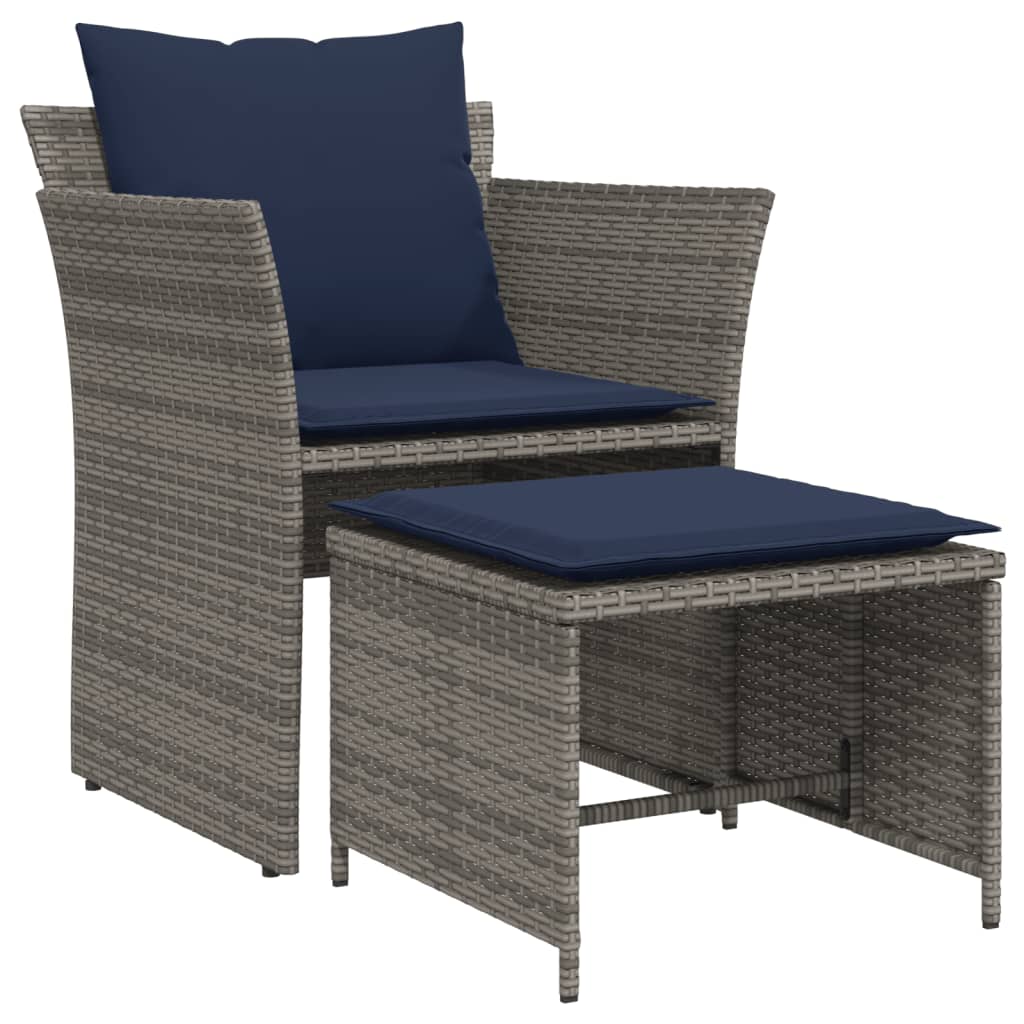 Tuinstoel met voetenbank poly rattan grijs is nu te koop bij PeponiXL, paradijselijk wonen!