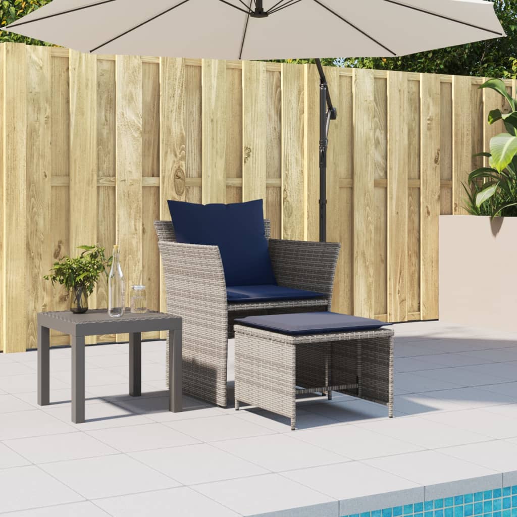Tuinstoel met voetenbank poly rattan grijs is nu te koop bij PeponiXL, paradijselijk wonen!