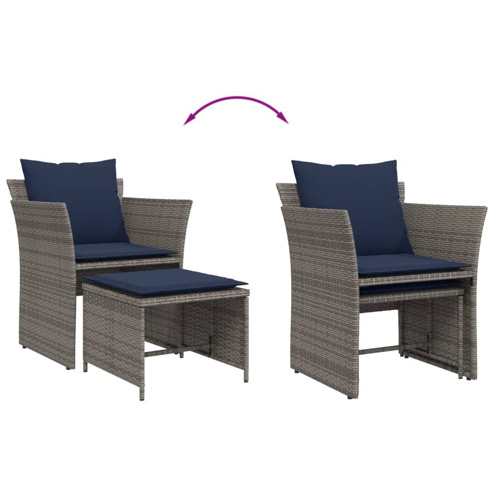 Tuinstoel met voetenbank poly rattan grijs is nu te koop bij PeponiXL, paradijselijk wonen!