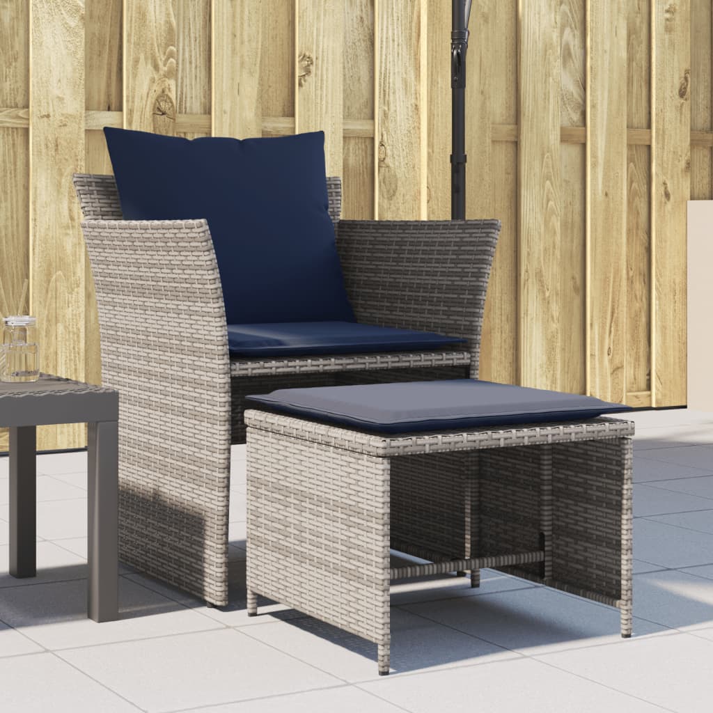Tuinstoel met voetenbank poly rattan grijs is nu te koop bij PeponiXL, paradijselijk wonen!