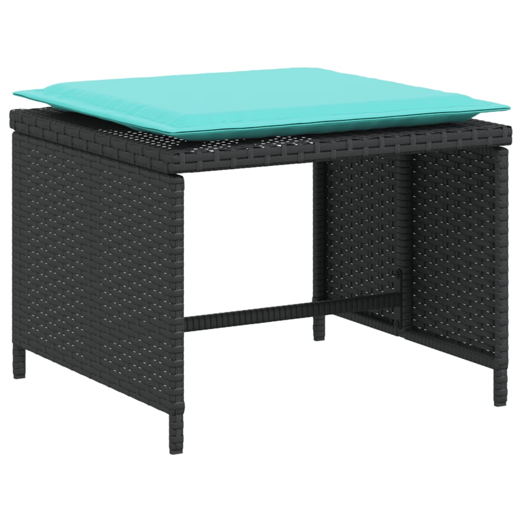 Tuinstoel met voetenbank poly rattan zwart is nu te koop bij PeponiXL, paradijselijk wonen!