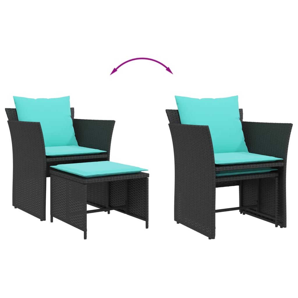 Tuinstoel met voetenbank poly rattan zwart is nu te koop bij PeponiXL, paradijselijk wonen!